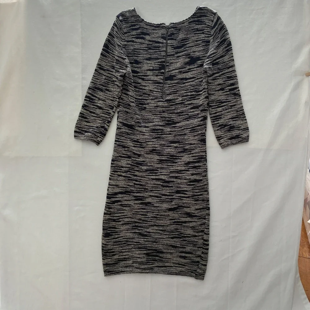 Alice + Olivia‎ Knit Sweater Dress Women XS Navy White Bodycon Quiet Luxury